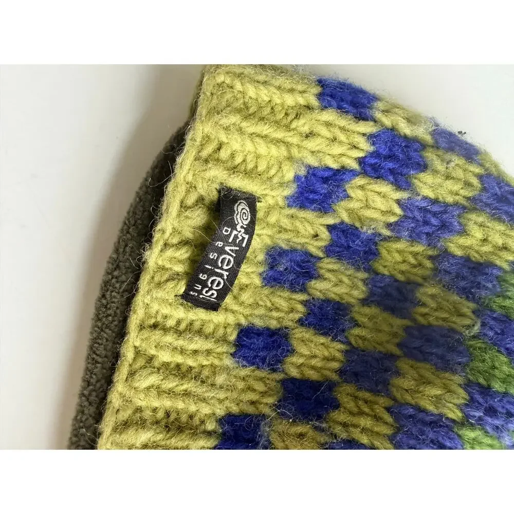 Everest Kids Wool Fleece Lined Checkered Winter Hat 5-12 years